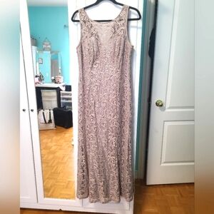 Laura Petites Gold Sequin Maxi Wedding Formal Evening Gown Dress